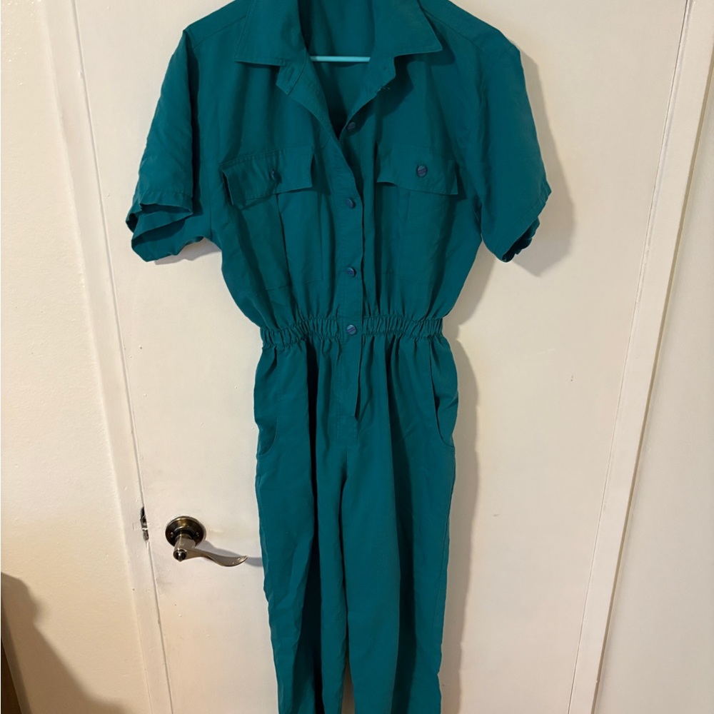 Vintage 80’s Teal Jumpsuit - Women - Medium